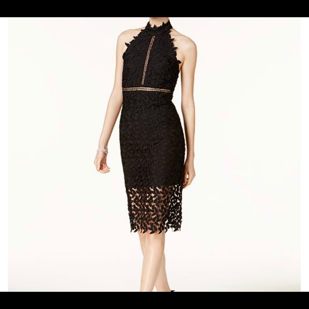 NWT Bardot Halter Lace Dress in Black